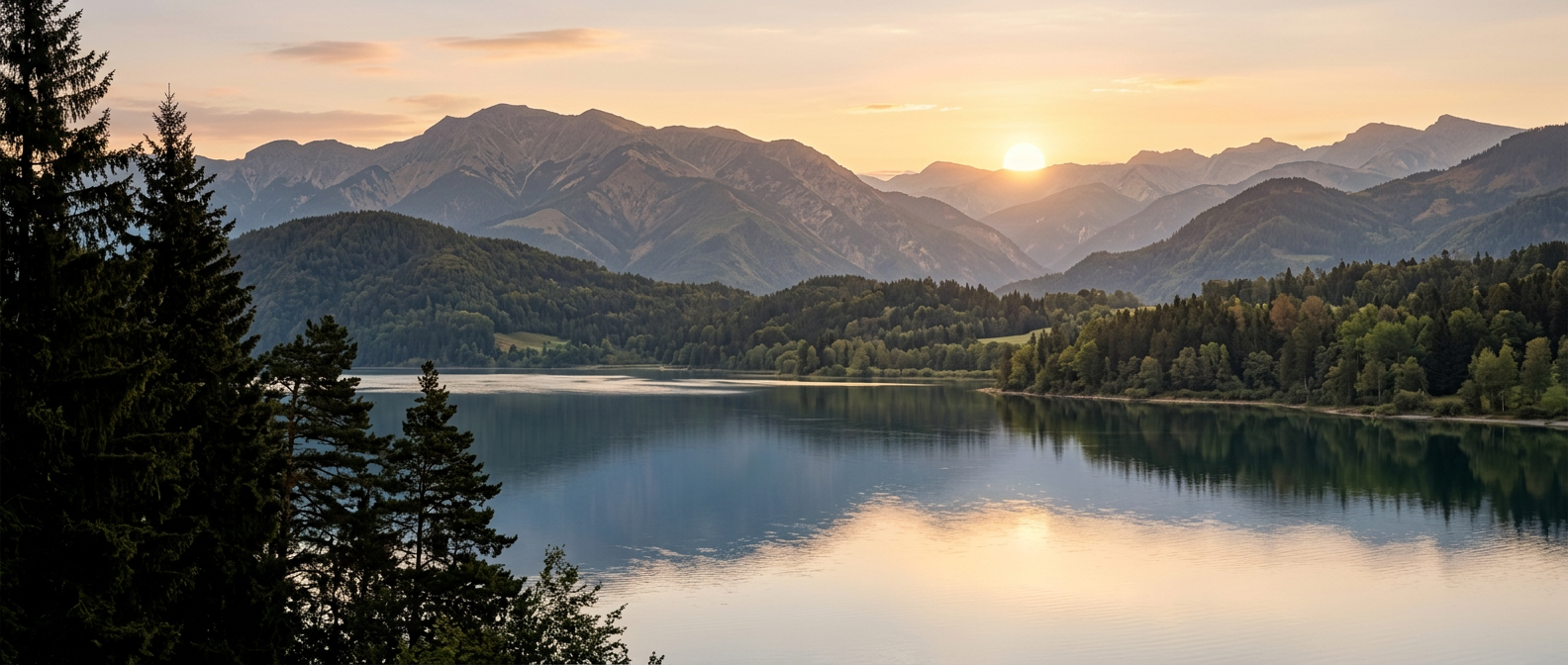 Morning light across a mountain lake